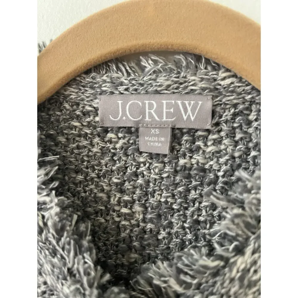 J CREW Cropped fringe trim lady jacket short sleeve cardigan Gray size xs